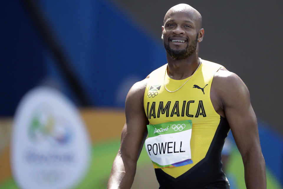 <strong>In this Aug. 18, 2016, file photo, Jamaica's Asafa Powell smiles after the men's 4x100-meter relay at the 2016 Summer Olympics in Rio de Janeiro. Powell will be at the Houston Classic Saturday between 10:30 a.m. and 12:30 p.m. to meet fans, sign autographs and pose for pictures.</strong> (Matt Dunham/AP file)