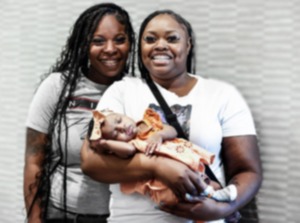 <strong>Mothers LaDawna Jones (left) and Troyisha Jones hold their newborn baby Mylle Jones at Choices - Memphis Center for Reproductive Health on Monday, April 8, 2024.</strong> (Mark Weber/The Daily Memphian)