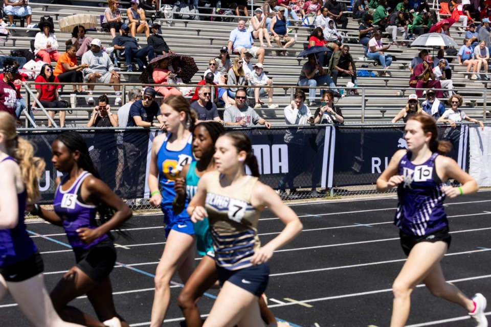 <strong>Runners compete Saturday, Apri. 13, 2024 during the girls' 1600-meter event at the Houston Classic at Houston High School. Top athletes from the city, county and state gathered to compete.</strong> (Brad Vest/Special to The Daily Memphian)