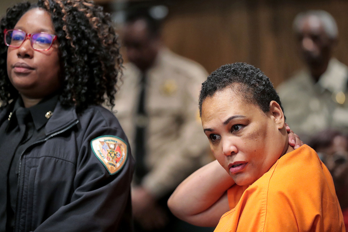 <strong>Sherra Wright listens as prosecutor Paul Hagerman reads some of the evidence against her during a hearing in Judge Lee Coffee's court on Thursday, July 25, 2019. Wright pleaded guilty to the&nbsp;<span>charge of facilitation of first-degree murder</span> in the 2010 death of her ex-husband, former Grizzlies player Lorenzen Wright.</strong> (Jim Weber/Daily Memphian)