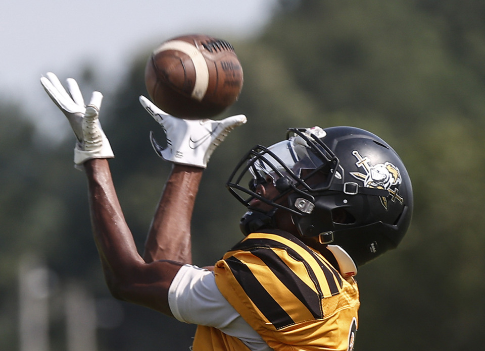 <strong>Sheffield receiver Antonio Bell during practice on July 24, 2023. Bell will be honored at the 52nd Student Athlete Dinner&nbsp;at the Great Hall in Germantown Monday, April 22.</strong> (Mark Weber/The Daily Memphian file)
