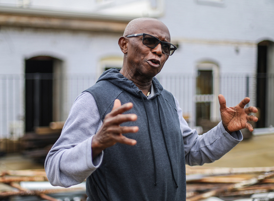 <strong>Ephraim Urevbu talks outside of his planned mixed-use arts hub. &ldquo;As an artist, I know one of the most difficult things is finding a place that can inspire you,&rdquo; Urevbu said.</strong> (Patrick Lantrip/The Daily Memphian)