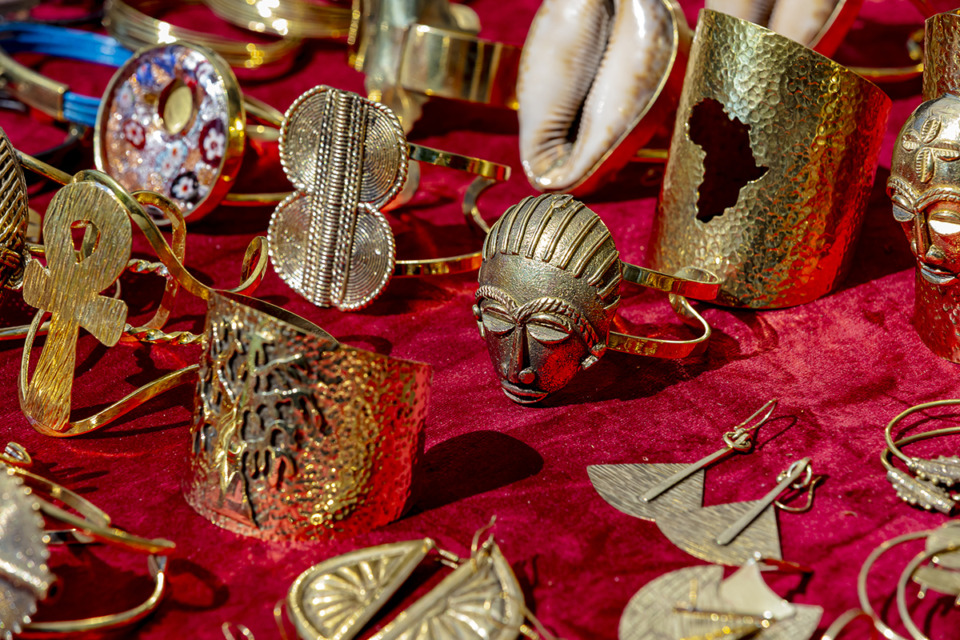 <strong>Various jewelry at a shopping stall during Africa in April at Robert Church Park in Downtown Memphis Sunday, April 21, 2024.</strong> (Ziggy Mack/Special to The Daily Memphian)