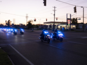 <strong>First responders drive down East Shelby Drive at the start of the &ldquo;Sea of Blue&rdquo; to honor fallen Officer Joseph McKinney April 21, 2024.</strong> (Brad Vest/Special to The Daily Memphian)