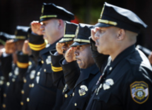 <strong>Members of the Memphis Police Department attend the funeral for officer Joseph McKinney on Monday, April 22.</strong> (Mark Weber/The Daily Memphian)