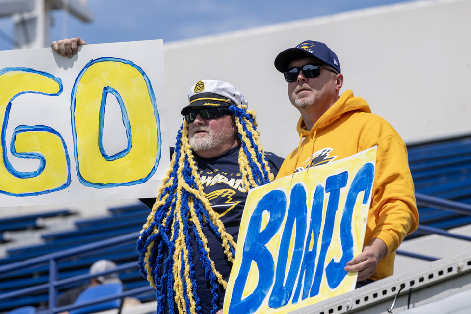 <strong>Fans came out for the home opener of the Memphis Showboats at Simmons Bank Liberty Stadium Saturday, April 6, 2024. On Sunday the Showboats host Michigan in their second home game of the season.</strong> (Greg Campbell/Special to The Daily Memphian)