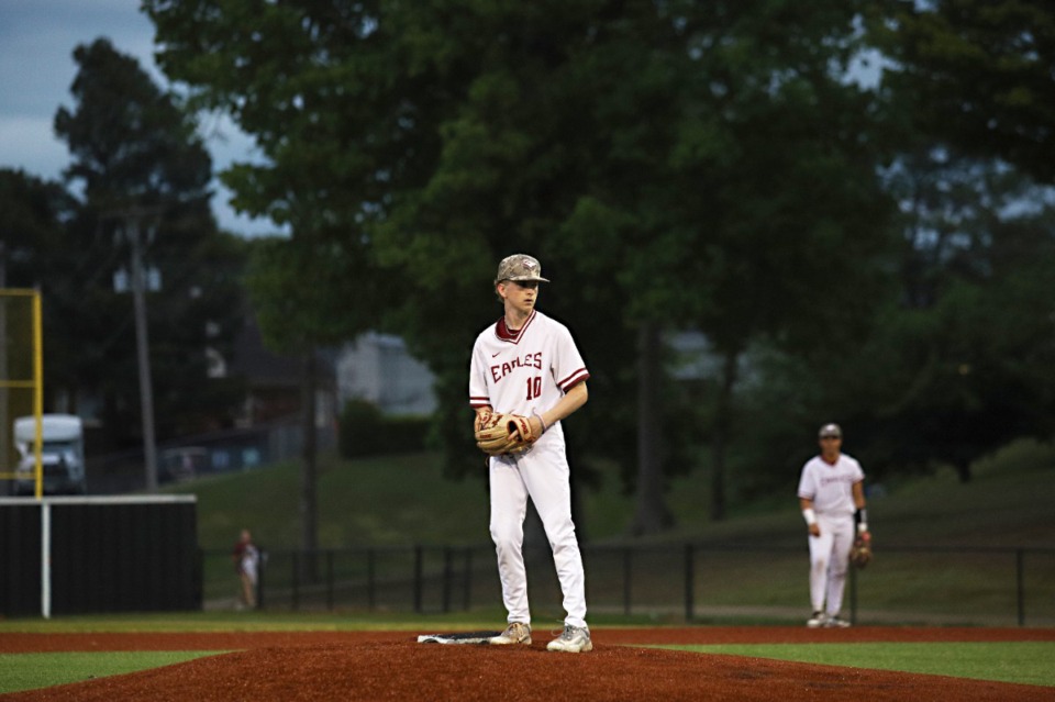 <strong>Sophomore Ford Crane turned in a strong start against Briarcrest on April 25, holding the Saints without a hit over 6.2 innings and striking out seven in a 4-1 victory.&nbsp;</strong>(Credit: Tracey Simpson, ECS Athletics)