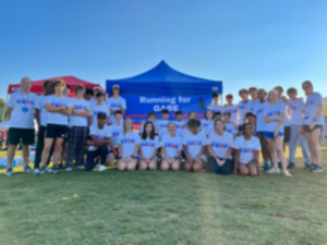 <strong>Bartlett runners in their &ldquo;Running for Gabe&rdquo; shirts during a meet in Huntsville in the fall of 2022, shortly after Gabe Higginbottom suffered a heart attack.</strong>&nbsp;(Courtesy Bartlett Athletics)