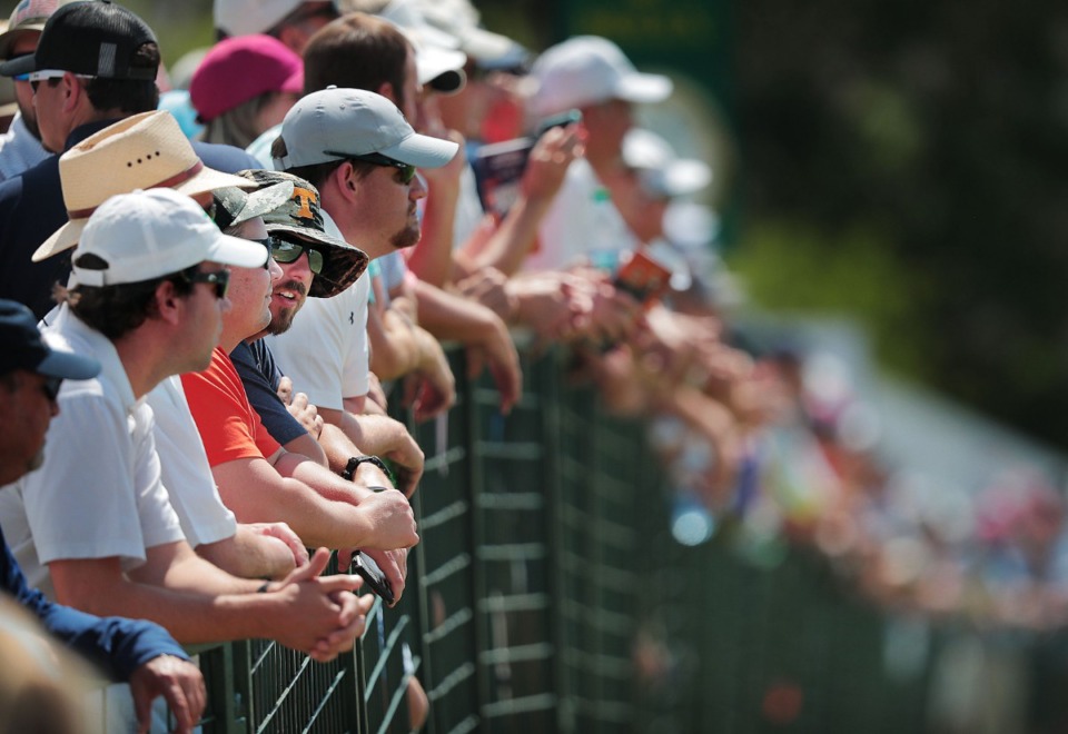 <strong>Fans watch golfers on the driving range during the second round of tournament play at the WGC-FedEx St. Jude Invitational at TPC Southwind on July 26, 2019.</strong> (Jim Weber/Daily Memphian)