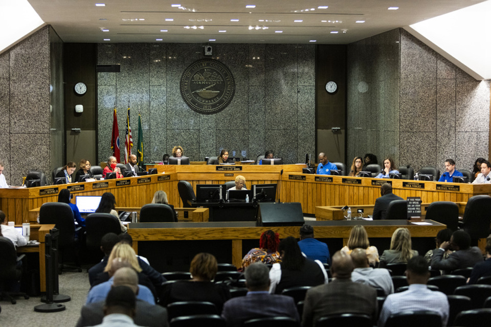 <strong>Shelby County Mayor Lee Harris makes his budget presentation to the Shelby County Commission on Wednesday, May 1, 2024.</strong> (Brad Vest/Special to The Daily Memphian)