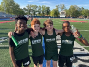 <strong>Brayden Nason, Abe Bailey, Miles Ashby and Aiden Helms of the Snowden Elementary Greendogs at the Memphis Youth Athletics championship meet April 27 at Bartlett High School.</strong> (Courtesy Bryce Ashby)