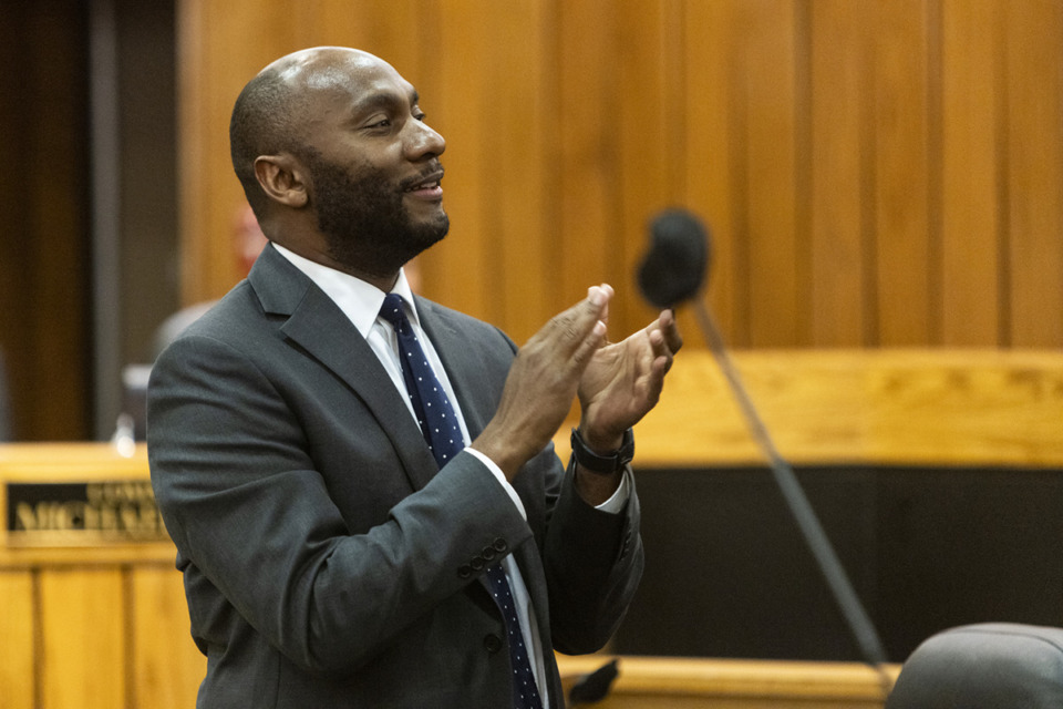 <strong>Shelby County Mayor Lee Harris presented his budget proposal to the Shelby County Board of Commissioners Wednesday, May 1.</strong> (Brad Vest/Special to The Daily Memphian)