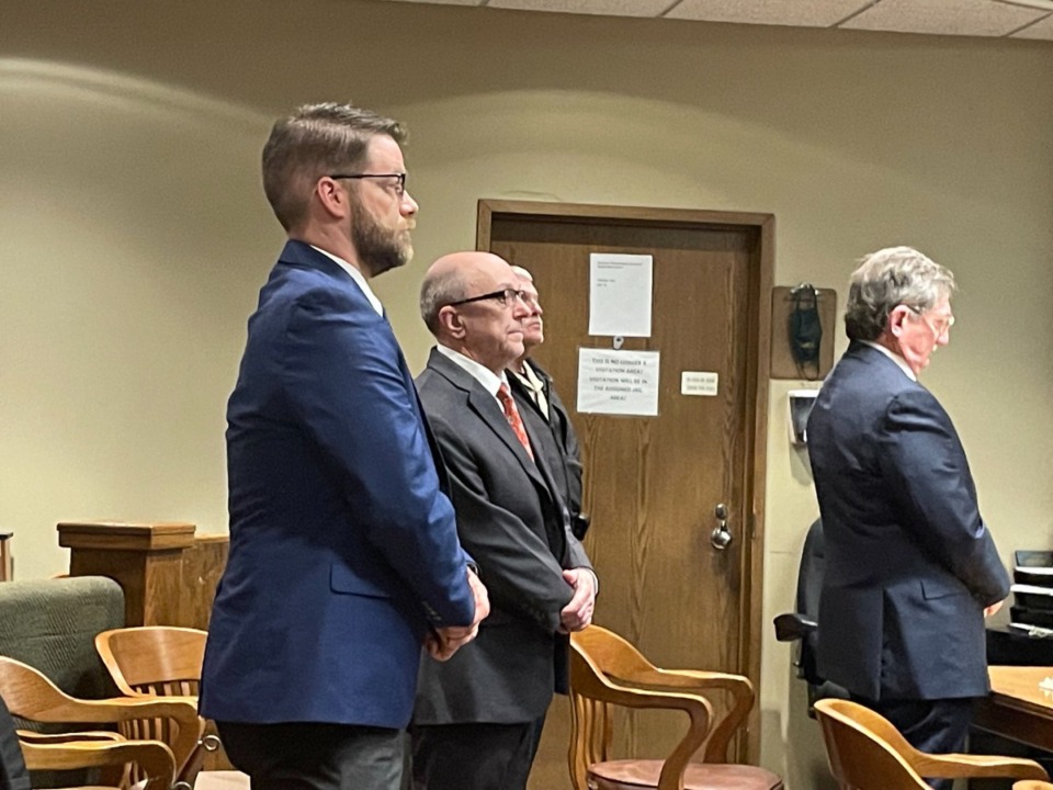 <strong>The expression of Gregory Livingston (middle) remained unchanged when a jury convicted him in the 2021 killing of Alvin Motley Jr. Livingston, a former security guard, shot and killed Motley at a Kroger gas station in 2021.</strong> (Julia Baker/The Daily Memphian)