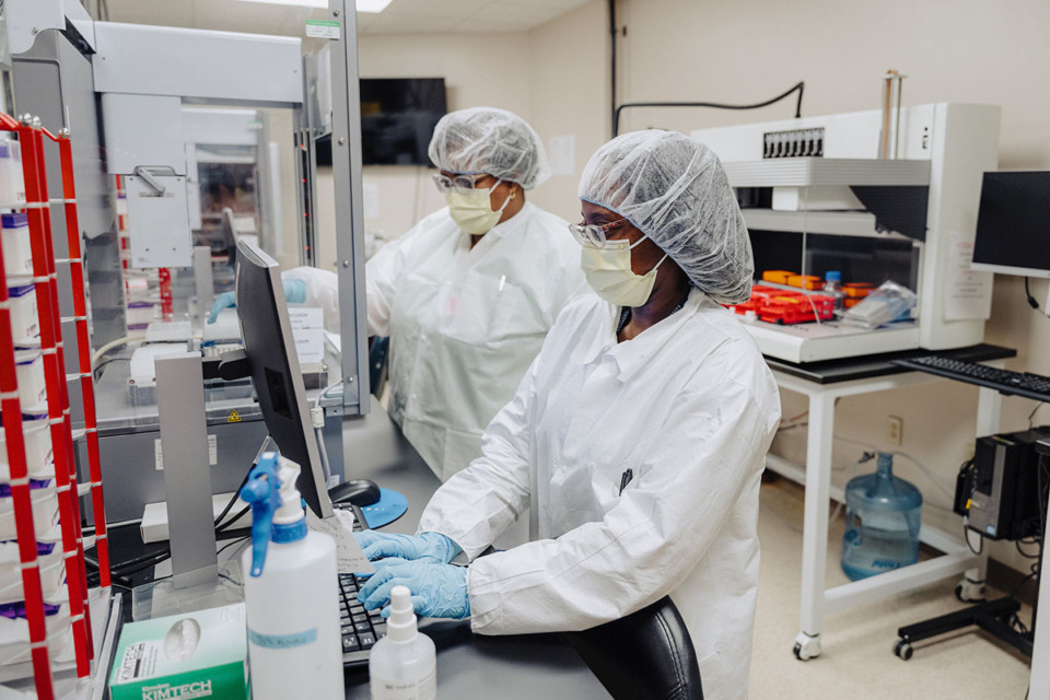 <strong>The lab also analyzed tests&nbsp;from the drive-thru testing site at Tiger Lane&nbsp;&mdash; a collaboration between the university, Shelby County&nbsp;Health Department and the City of Memphis&nbsp;&mdash; as&nbsp;well as tests from other test sites, labs and area hospitals.</strong> (Caleb Jia/Courtesy University of Tennessee Health Science Center)