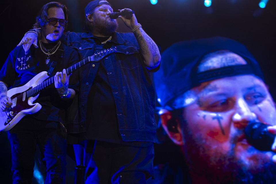 <strong>Jelly Roll performs during the final day of the Riverbeat Music Festival at Tom Lee Park in Downtown Memphis on Sunday, May 5, 2024.</strong> (Ziggy Mack/Special to The Daily Memphian)