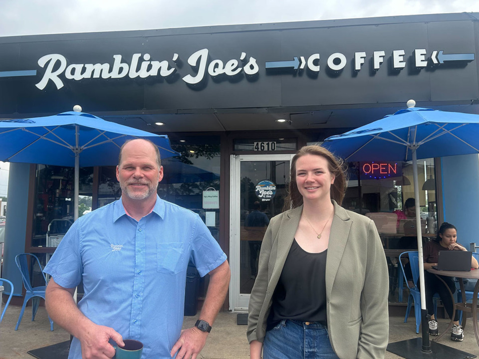 <strong>Ramblin' Joe's owner David Lambert, left, and operations manager Megan Lambert, right. The coffee shop will be opening a new location at the corner of Tillman Street and Sam Cooper Boulevard.</strong> (Sophia Surrett/The Daily Memphian)