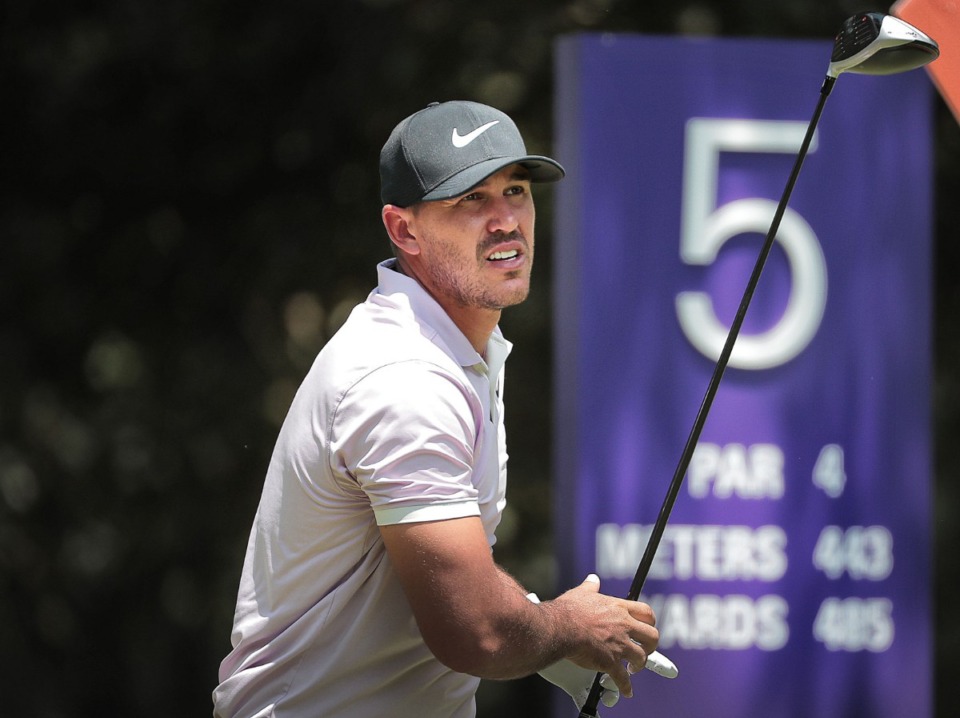 <strong>Brooks Koepka drives off the 5th tee during the third round of tournament play at the WGC-FedEx St. Jude Invitational at TPC Southwind on July 27, 2019.</strong> (Jim Weber/Daily Memphian)