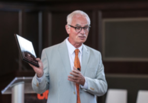 <strong>UTHSC chancellor Peter Buckley speaks at the May 10, 2024, board meeting that approved a tuition increase.</strong> (Patrick Lantrip/The Daily Memphian)