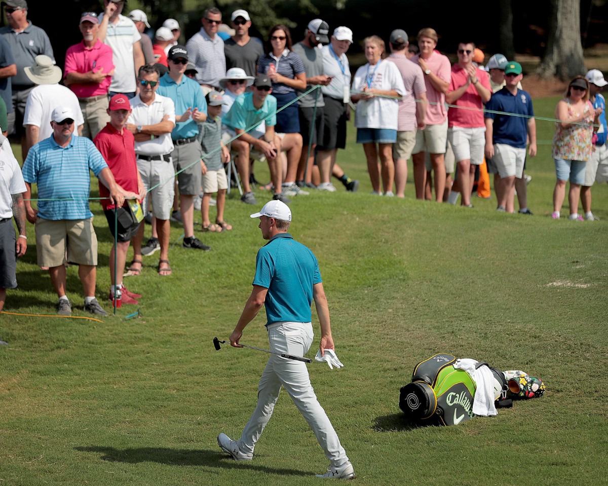 <strong>Rory McIlroy putts on the 4th hole during the third round of tournament play at the WGC-FedEx St. Jude Invitational at TPC Southwind on July 27, 2019.</strong> (Jim Weber/Daily Memphian)