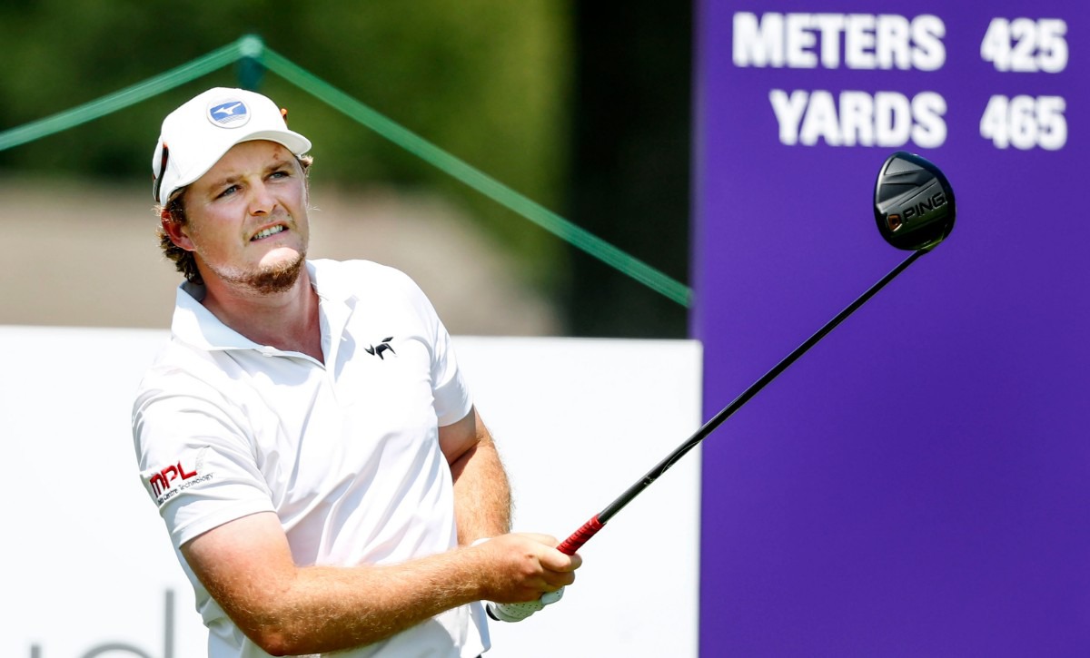 <strong>Eddie Pepperell watches his tee shot on the 10th hole Sunday.</strong> (Mark Weber/Daily Memphian).