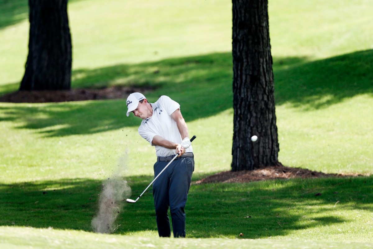 <strong>Matthew Fitzpatrick hits out of the rough at No. 6 Sunday.</strong> (Mark Weber/Daily Memphian).