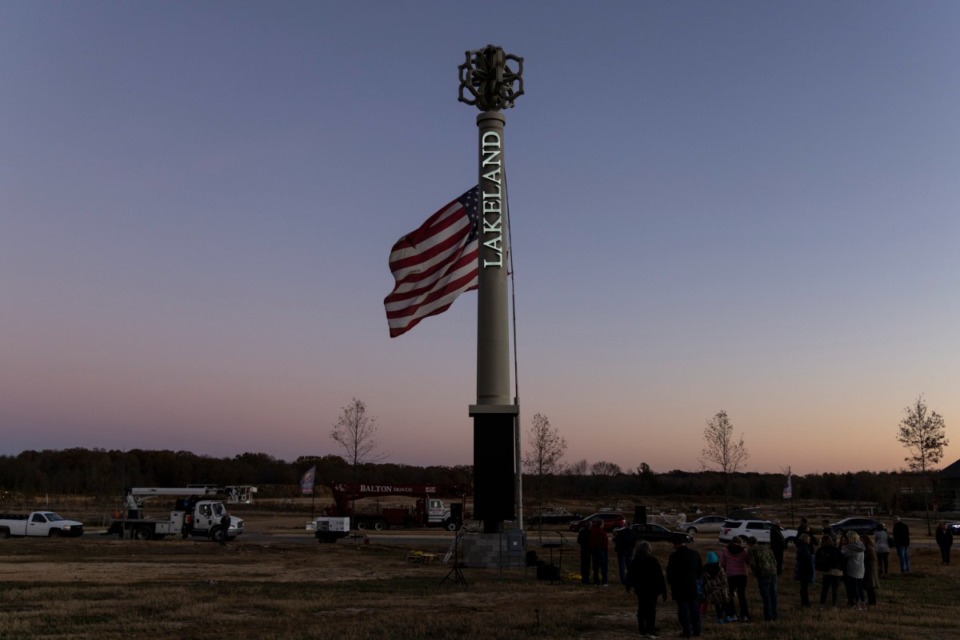 <strong>The Lake District, the largest multi-use development in the region, held a &ldquo;Light Up The District&rdquo; event to commemorate the first time the Lake District monument sign was lit.</strong> (Brad Vest/Special to The Daily Memphian file)