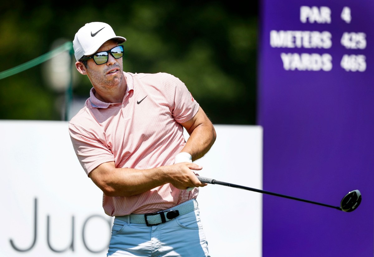 <strong>PGA golfer Paul Casey watches his tee shot on the 10th hole during final round action at the WGC-FedEx St. Jude Invitational at TPC Southwind, Sunday, July 28, 2019.</strong> (Mark Weber/Daily Memphian).