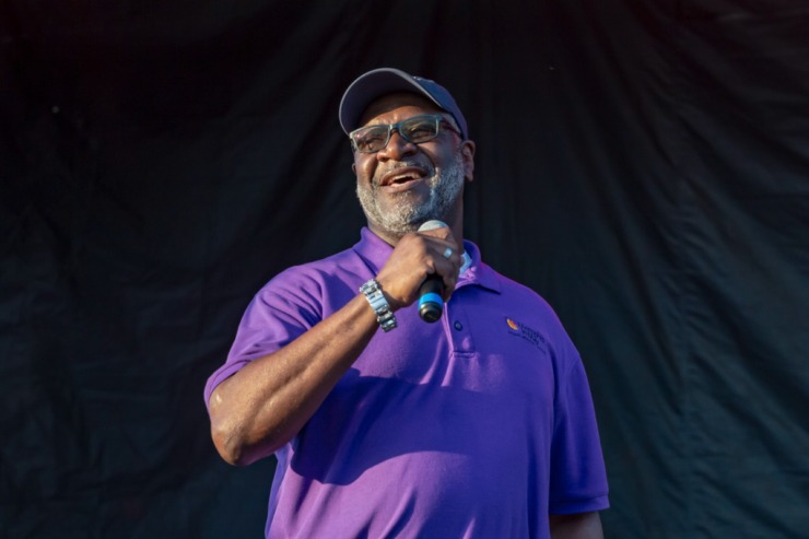 Memphis in May President and CEO Mack Weaver speaks at&nbsp;the Memphis in May World Championship Barbecue Cooking Contest at Liberty Park on Saturday, May 18, 2024. (Ziggy Mack/Special to The Daily Memphian)