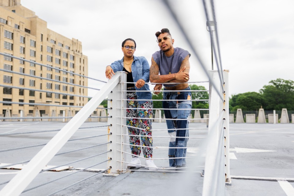 <strong>Najee Strickland (right) and Kiara Sally are curators of the "Mane" and "Hidden Gems" exhibitions at Crosstown Arts.</strong> (Benjamin Naylor/The Daily Memphian)