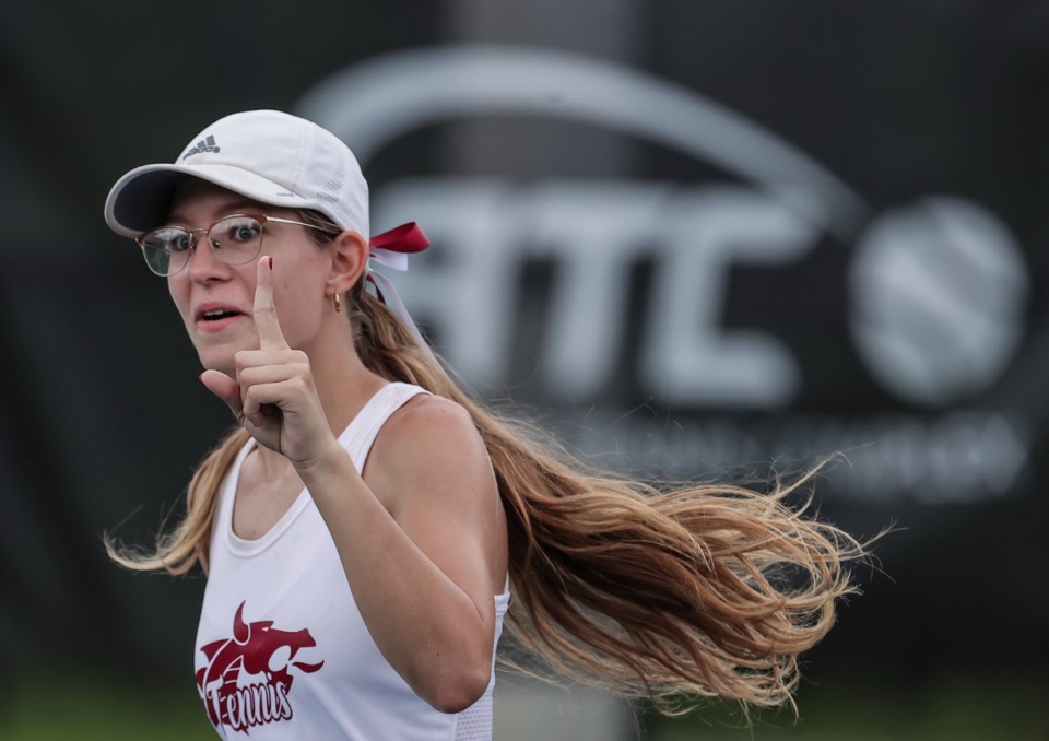 <strong>Here&rsquo;s your clue to No. 8 Across: Collierville's McKenzie Taylor motions to the crowd at the Division I Class AA girls team finals during Spring Fling in Murfreesboro May 22, 2024.</strong> (Patrick Lantrip/The Daily Memphian)