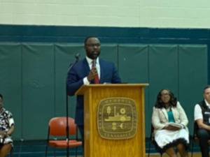 <strong>Memphis Mayor Paul Young drew a crowd of about 100 Tuesday, May 28, at the latest One Memphis town hall at Cunningham Community Center in Raleigh.</strong> (Bill Dries/The Daily Memphian)