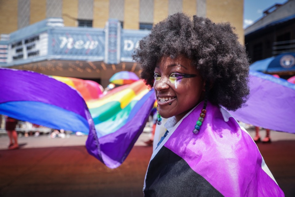 <strong>Dozens of marchers carried the centerpiece pride flag down Beale Street during the Memphis Pride Parade June 3, 2023.</strong> (Patrick Lantrip/The Daily Memphian)