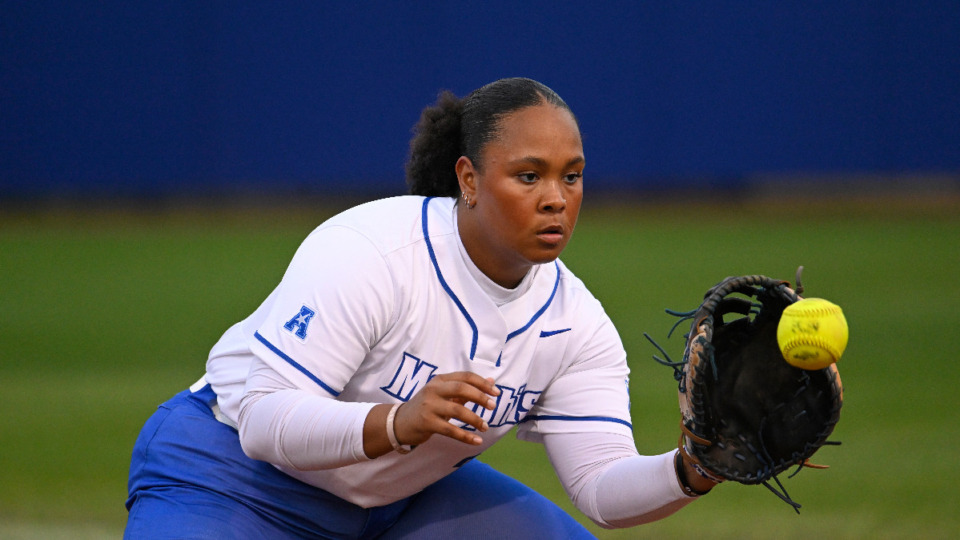 <strong>Memphis player Zoe Adebayo during an NCAA softball game against Mississippi on Tuesday, March 5, in Memphis.</strong> (John Amis/AP Photo file)