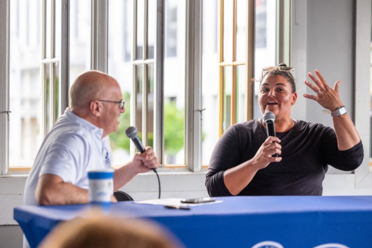 <strong>University of Memphis head softball coach Stephanie VanBrakle Prothro talks during the second Tiger Tour at Brookhaven Pub &amp; Grill Thursday, May 30, 2024.</strong> (Benjamin Naylor/The Daily Memphian)