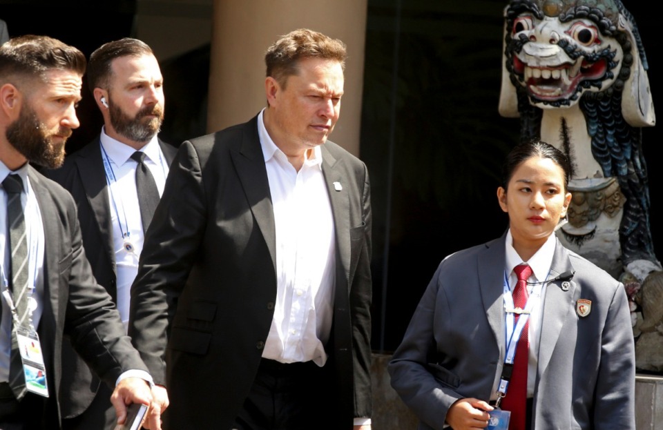<strong>Elon Musk, middle, leads a very public life. The reporters roundtable discusses what we know about him and xAI, and what we don&rsquo;t.</strong> (Firdia Lisnawati/AP file)