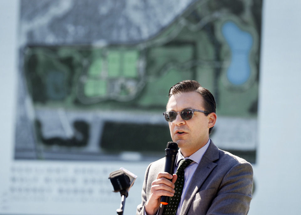 <strong>Memphis could update its comprehensive rezoning proposal, says John Zeanah, the head of Memphis and Shelby County planning and development. Zeanah speaks during a 2021 groundbreaking ceremony at Rodney Baber Park in Frayser.</strong> (Mark Weber/The Daily Memphian file)