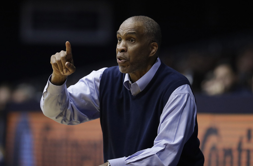 <strong>Detroit Mercy head coach Mike Davis in action during the first half of an NCAA college basketball game against Butler, Monday, Nov. 12, 2018, in Indianapolis.</strong> (Darron Cummings/AP Photo file)