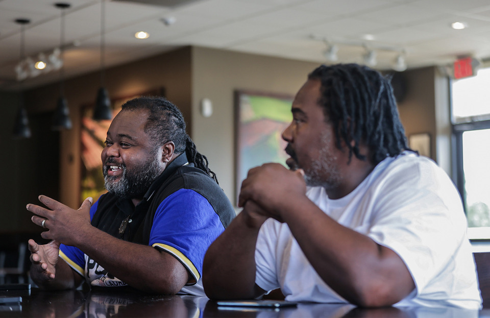 <strong>Dedrick Ford, left, and Marvin Boyd sit down for an interview at Starbucks in Horn Lake, Mississippi June 11.</strong> (Patrick Lantrip/The Daily Memphian)