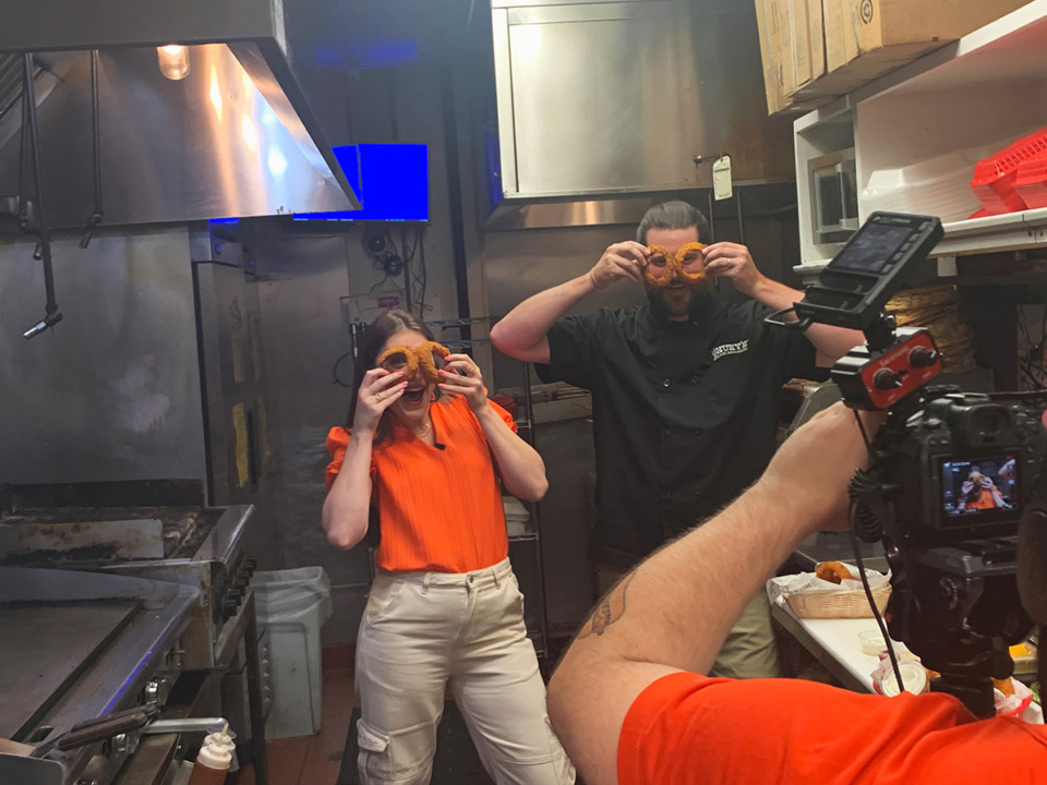 <strong>On June 13, America's Best Restaurants filmed an episode at Huey's original location in Midtown Memphis.</strong> (Courtesy Alex Boggs)
