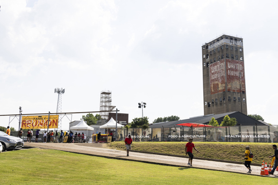 <strong>People arrive for the Tone Juneteenth Festival at the Orange Mound Tower on Sunday, June 16, 2024.</strong> (Brad Vest/Special to The Daily Memphian)