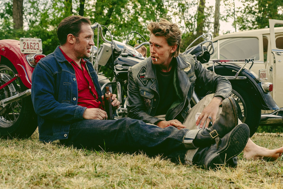 <strong>Tom Hardy, left, and Austin Butler star in "The Bikeriders." The film includes music from Memphis band Lucero.</strong> (Focus Features via AP)