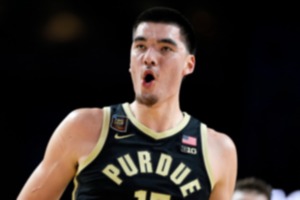 <strong>Purdue center Zach Edey celebraters after a basket against UConn during the NCAA college Final Four championship basketball game, April 8, 2024, in Glendale, Ariz. Edey was selected by the Grizzlies with the ninth pick in the 2024 NBA Draft on Wednesday, June 26, 2024.</strong> (AP Photo/Brynn Anderson)