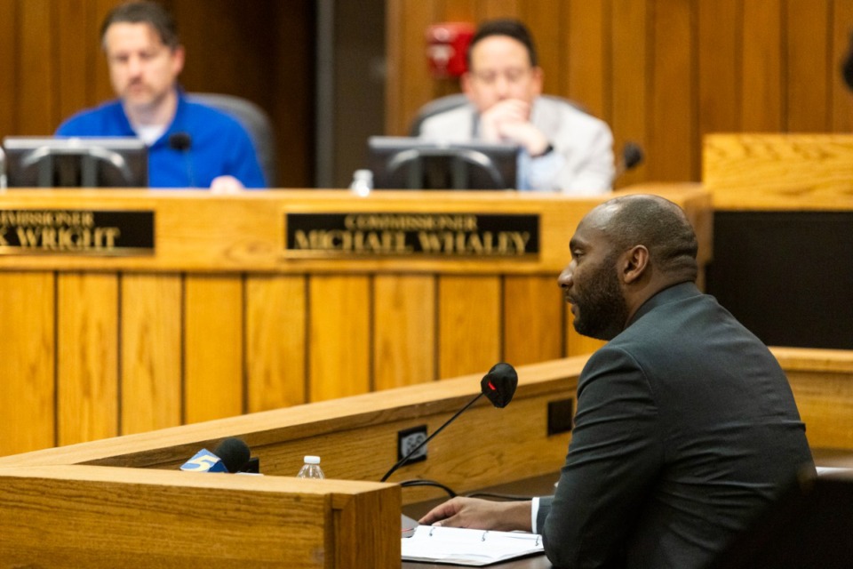<strong>Shelby County Mayor Lee Harris makes his budget presentation to the Shelby County Commission on Wednesday, May 1, 2024.</strong> (Brad Vest/Special to The Daily Memphian)