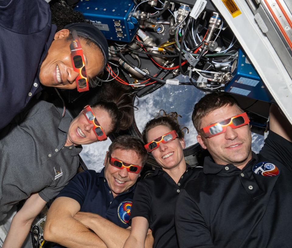 <strong>Astronauts wore American Paper Optics glasses to watch the eclipse in outer space.</strong> (Courtesy American Paper Optics)