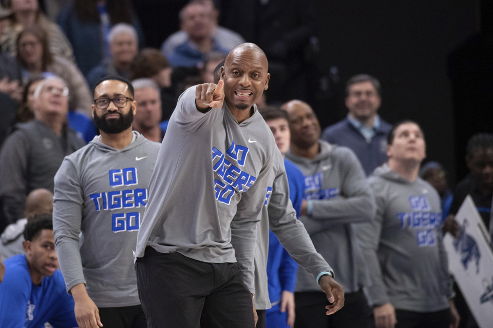 <strong>Memphis head coach Penny Hardaway instructs his team during overtime in an NCAA college basketball game against UTSA, Wednesday, Jan. 10, 2024, in Memphis.</strong> (Nikki Boertman/AP Photo file)