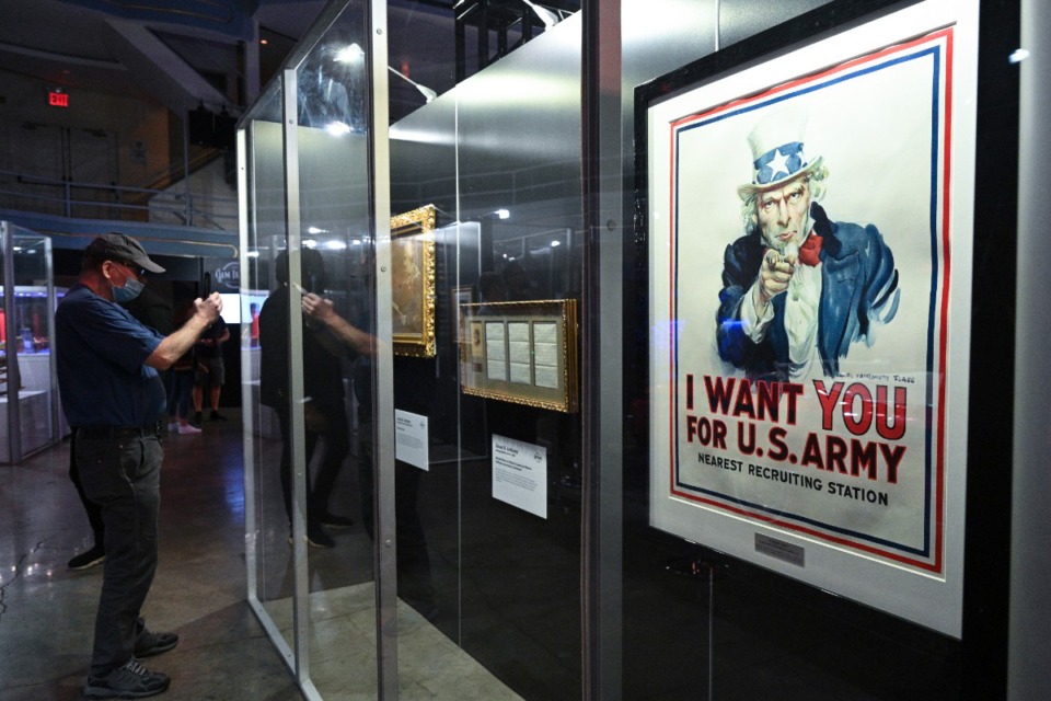 <strong>James Montgomery Flagg World War I 'I Want You' poster on display as part of the The Jim Irsay Collection at Manhattan Center's Hammerstein Ballroom on June 3, 2022, in New York.</strong> (NDZ/STAR MAX/IPx)