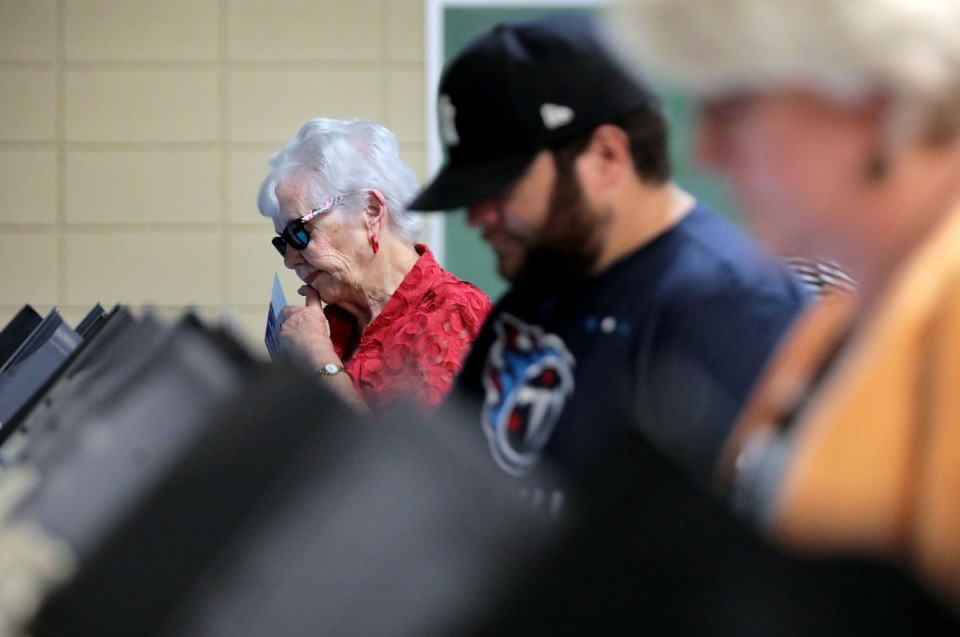 <strong>Five of the nine seats on Memphis-Shelby County Schools board are on the ballot Aug. 1. In a file photo, voters cast ballots at&nbsp;White Station Church of Christ.</strong> (Patrick Lantrip/Daily Memphian)