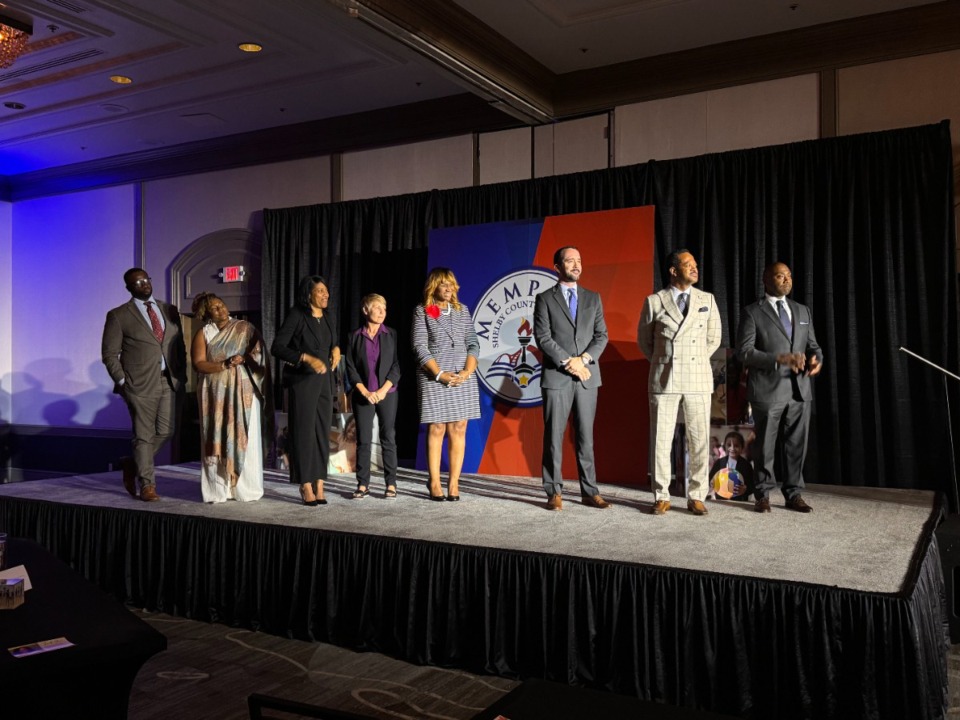 <strong>Members of the Memphis-Shelby County Schools cabinet are recognized at the event celebrating Superintendent Marie Feagins' first 100 days Wednesday, July 10.</strong> (Angel Ortez/MSCS Communications).