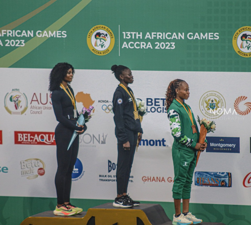 <strong>Maia McCoy (left) at the African Games in Ghana.</strong> (Courtesy&nbsp;Maia McCoy)