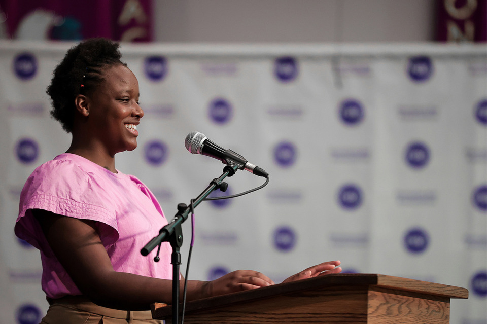 <strong>Sinai Cox was one of 45 interns in the Memphis Bar Association&rsquo;s&nbsp;Summer Law Intern Program (SLIP) that gives minority students a taste of what it&rsquo;s like to be an attorney. She spoke Friday, July 12 at the program&rsquo;s closing ceremony at First Baptist Church-Broad.</strong> (Patrick Lantrip/The Daily Memphian)